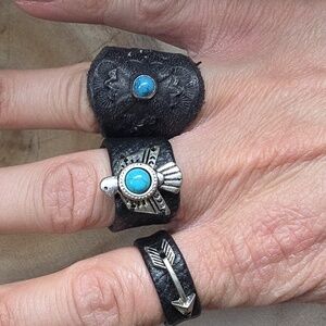 Vintage Set of Leather And Elastic Rings